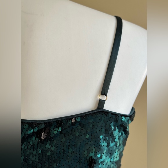 Lulus Beautiful Teal Green Sequin Dress Zip In Back adjustable st… - Picture 6 of 14